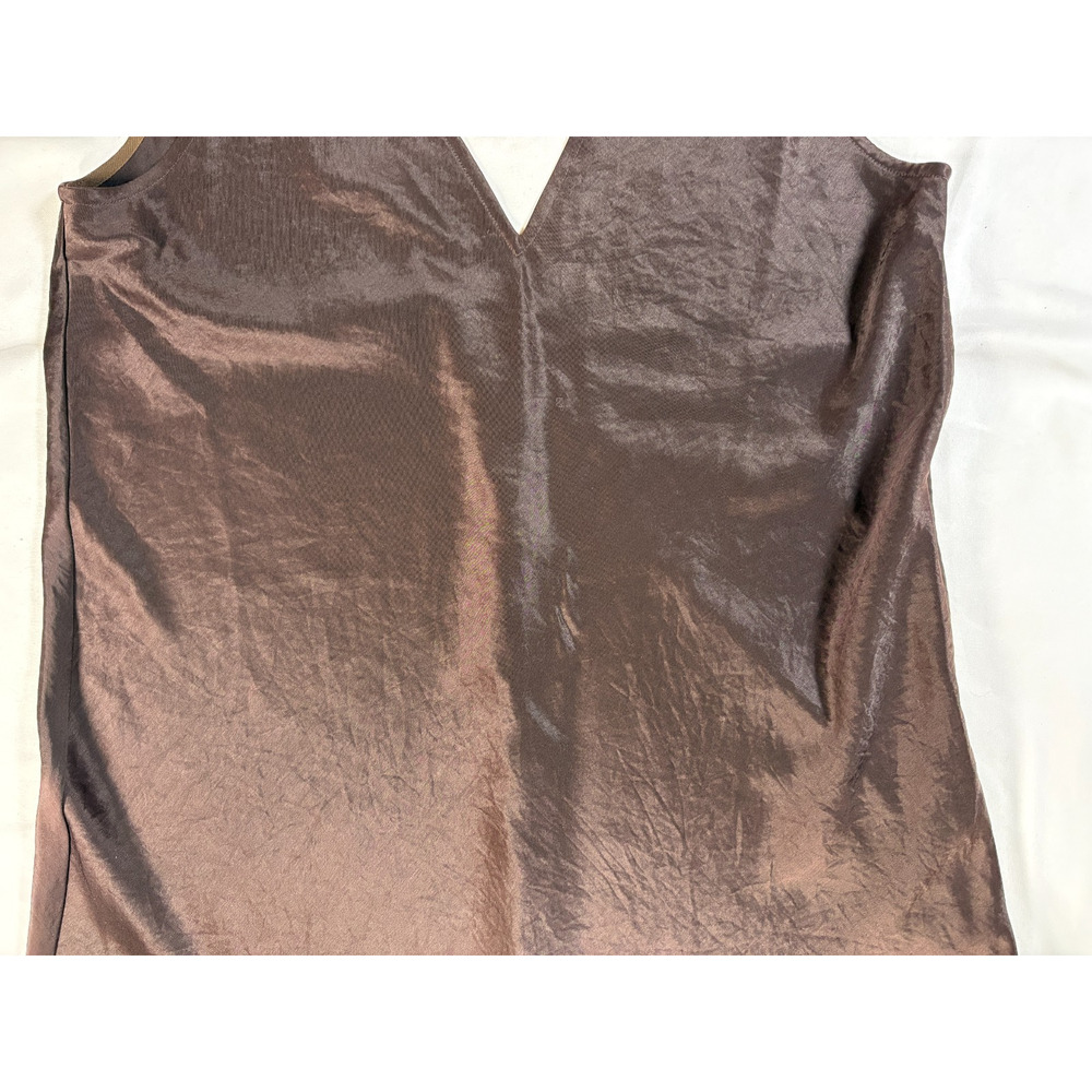 Madewell Brown Slip Dress Size 10 Midi Spaghetti Strap V Neck - Picture 3 of 16